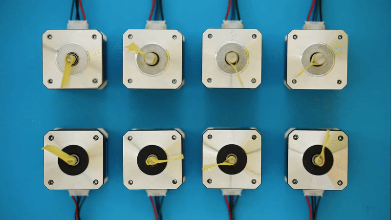 8 step motors spinning randomly