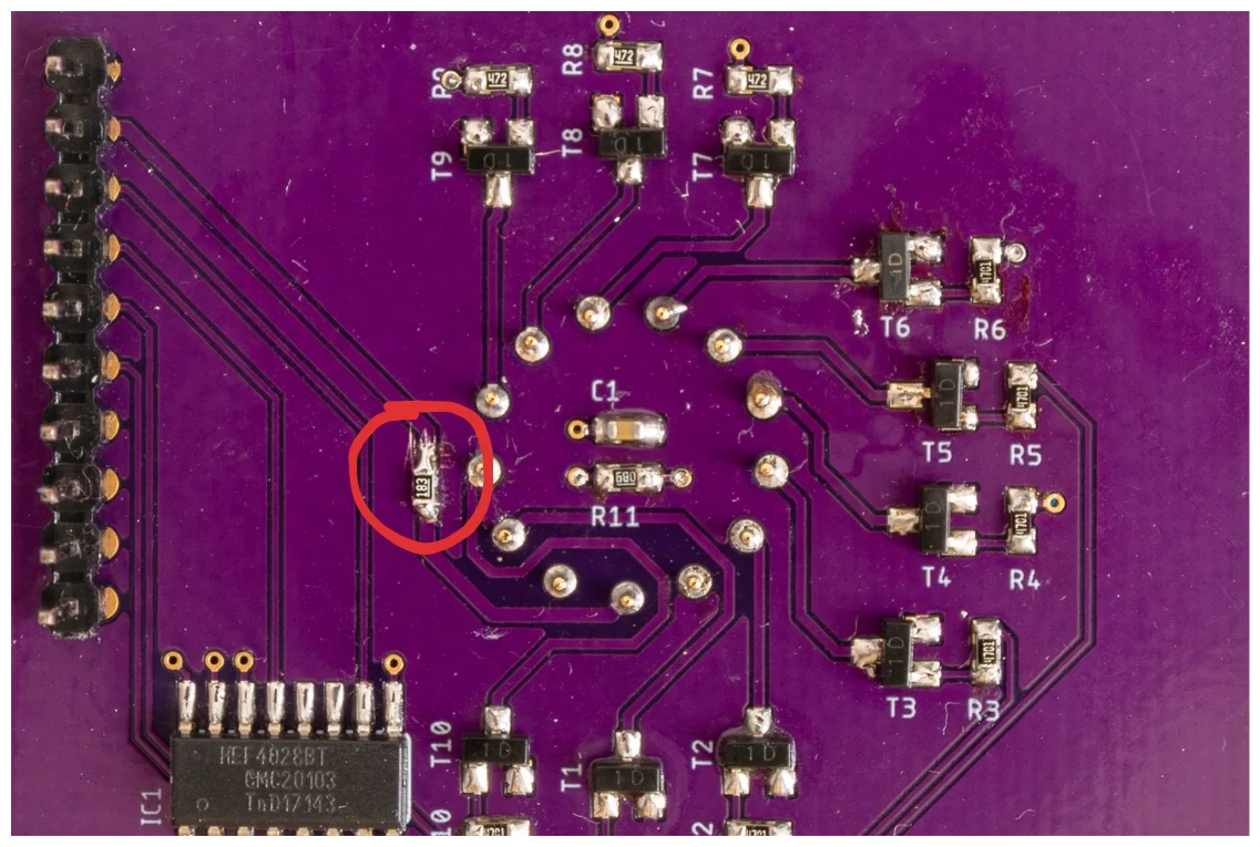 Display board PCB with a fix for single-digit Nixie clock