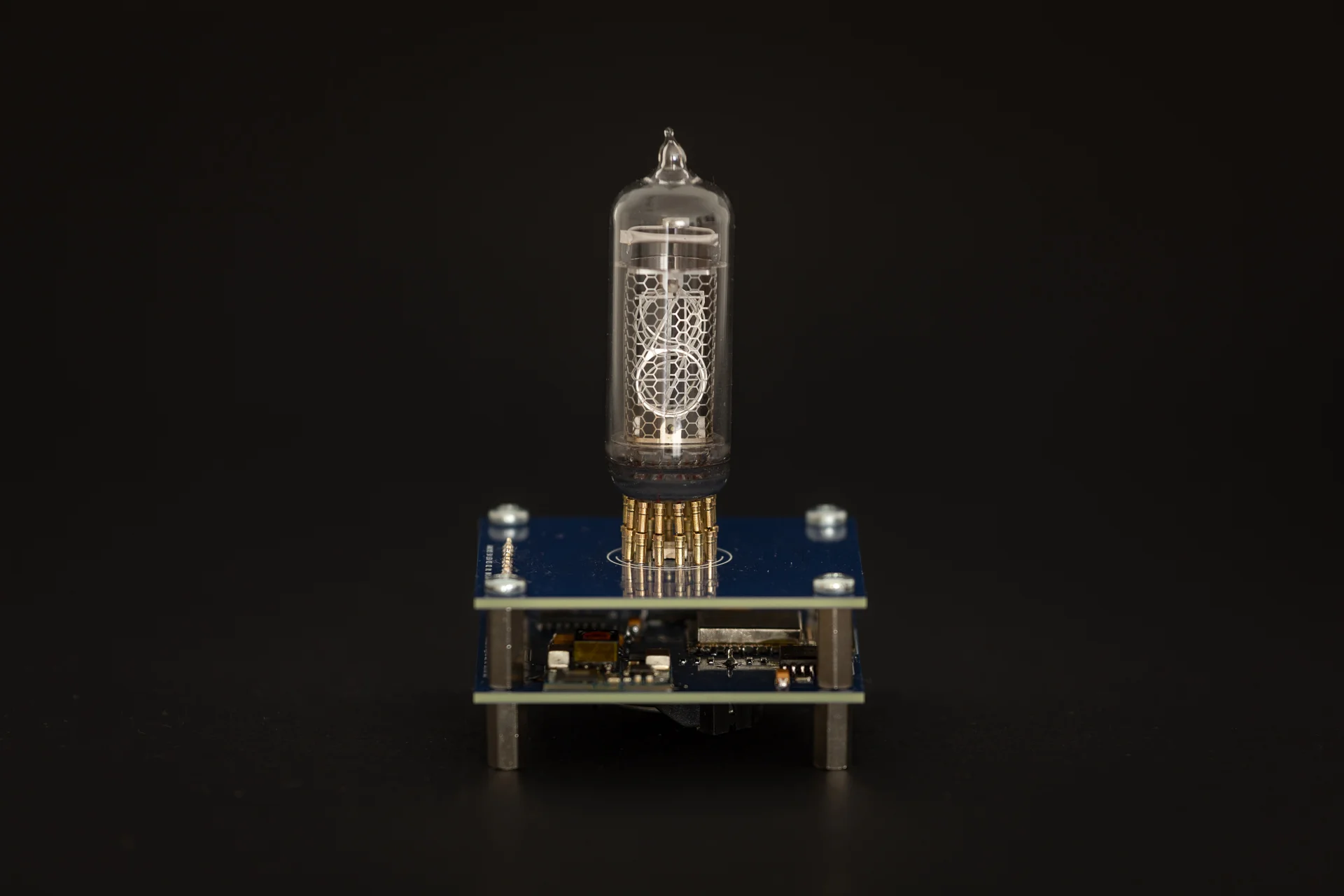 Stacked and assembled control and display PCBs for the Nixie clock