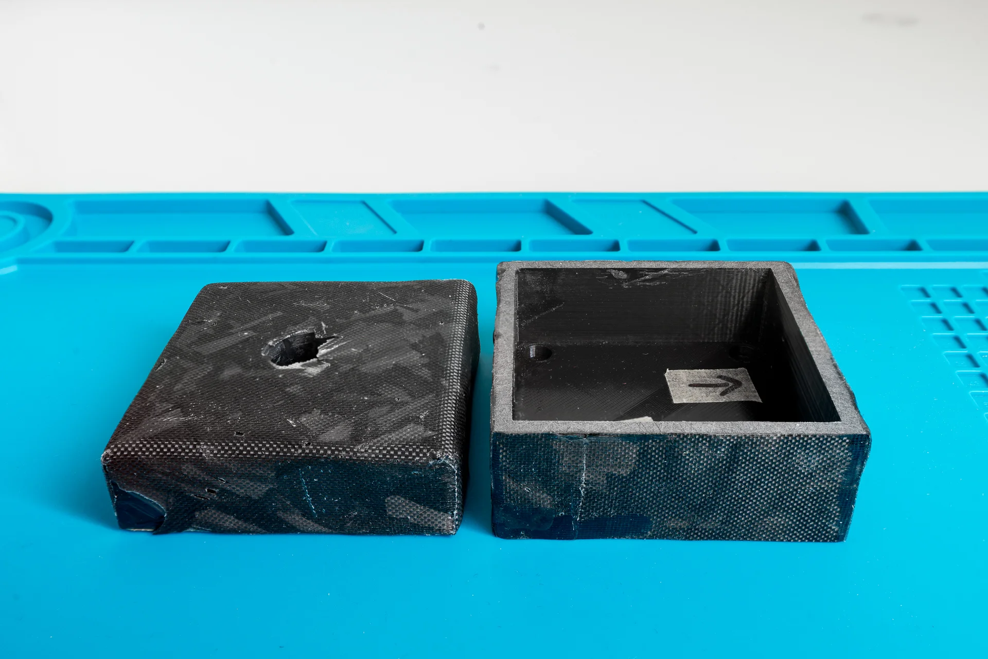 Unfinished carbon parts of the nixie clock enclosure